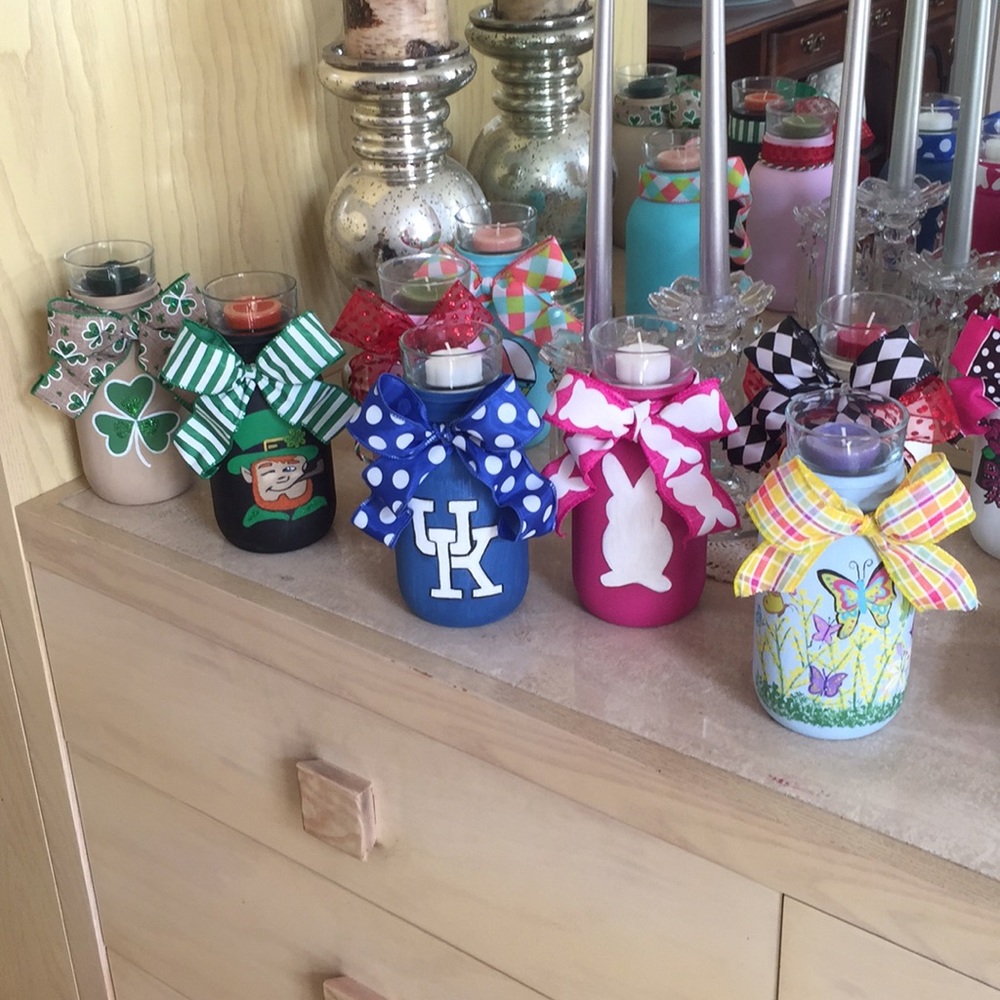 Hand painted candle jars